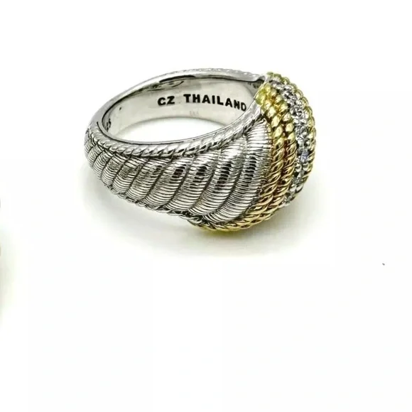 Judith Ripka sterling silver gold CZ dome ring